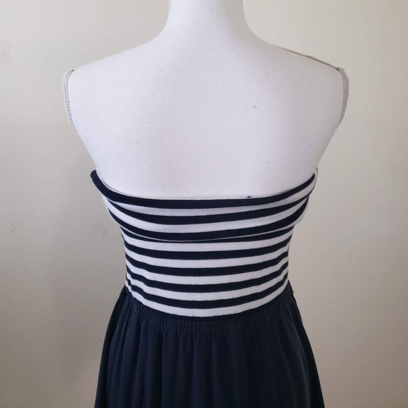 DKNY Strapless Navy Striped-Bodice Dress - Picture 10 of 15